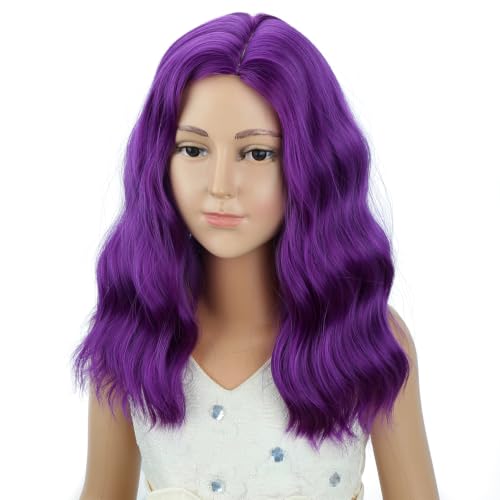 Image of PATTNIUM Purple Mixed Short Side Part Curly Wavy Wig Halloween Wig
