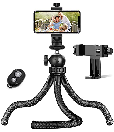 ENONEO Trépied Téléphone Portable Trépied Smartphone Flexible avec Télécommande Bluetooth et Support Téléphone Rotative à 360°, Tripod Octopus Mini Trepied Appareil Photo pour Smartphone/GoPro/Caméra