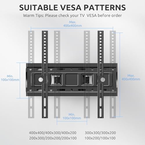 Image of Full Motion TV Wall Bracket for 32-65 Inch Curved Flat Screens TVs,Swivel Wall Mount Max VESA 400x400mm Holds up to 45kg,Adjustable Up and Down Tilt Extends Double Arms Wall Mount TV Bracket