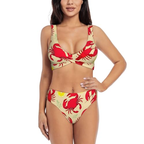 Ensemble bikini d'été résistant au chlore avec motif crabe amusant
