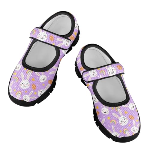 Girl's Easter Print Running Shoes Slip On Children's Ballet Flat Comfortable Mary Jane Shoes Soft Non Slip Sports Shoes