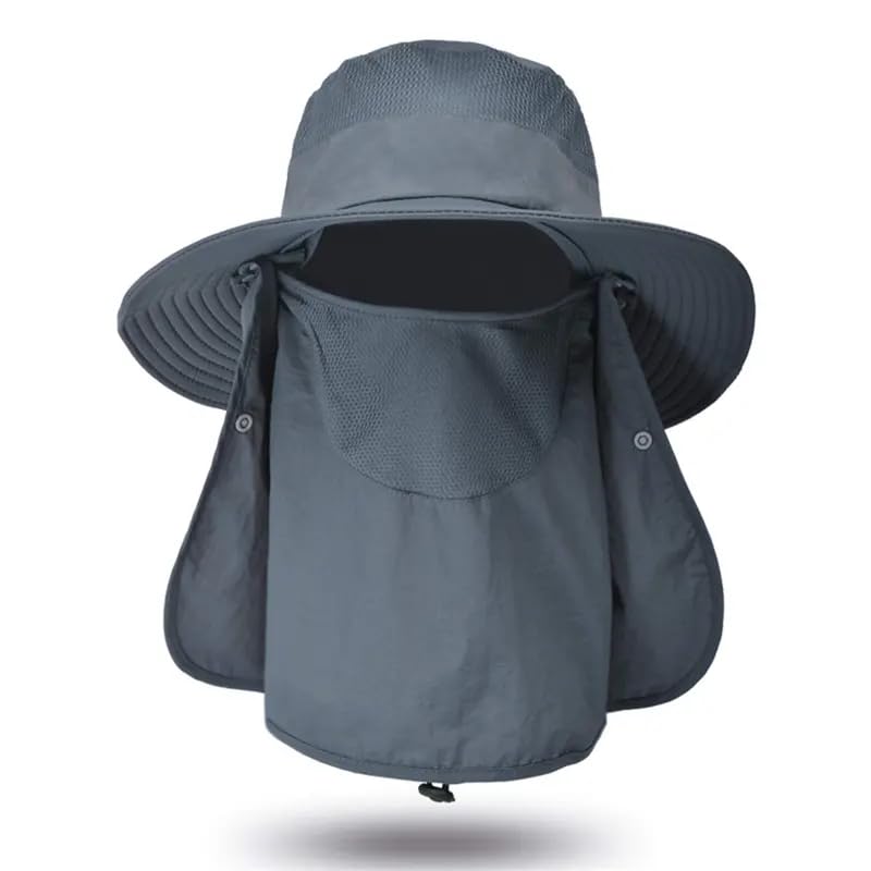 Unisex UPF 50+ Legionnaires Style Sun Hat with Neck Cover Desert Boonie Style Hat Cap with Sun Protection Fishing Sunblock Hats with Neck Flap and Face Cover Blue