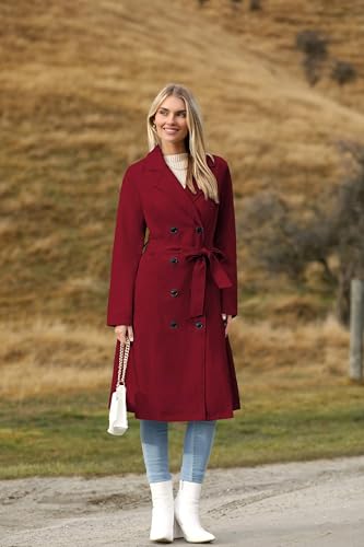 Zeagoo Women's Trench Coats Double-Breasted Long Coat with Belt3