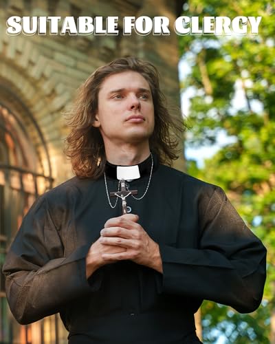 3 Pieces Clergy Tab Collar Dickey Clerical Bib Black Priest Collar Italian Clergy Rope Front Rabat with White Tab for Priest Shirt Unisex for Men Women4