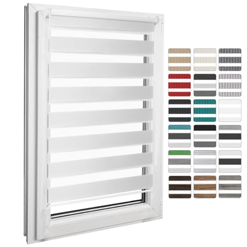 Home Vision Store Enrouleur Jour Nuit sans perçage sur Mesure 20 Couleurs Tissu Largeur 30-129 cm Hauteur 120-220 cm Store intérieur Jour Nuit tamisant...