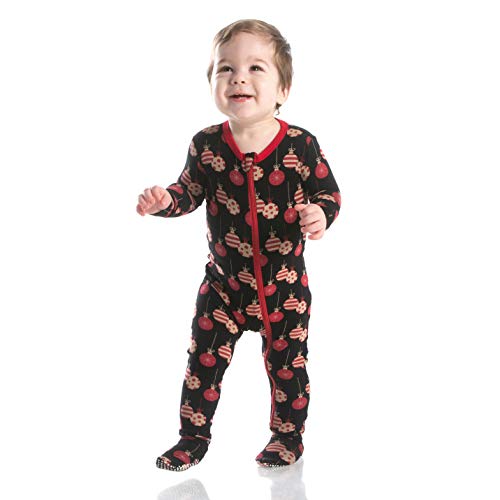 Image of KicKee Pants Print Footie with Zipper, Fitting Long Sleeve Pajama Baby Bodysuit, Ultra Soft Everyday One Piece Loungewear