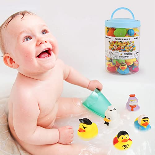 Smartyeen 30Pcs Rubber Ducks Bath Toys For Toddlers 1-3,Assorted Duckies Bathtime Soft Baby Pool Toys Birthday Gifts #TOP3