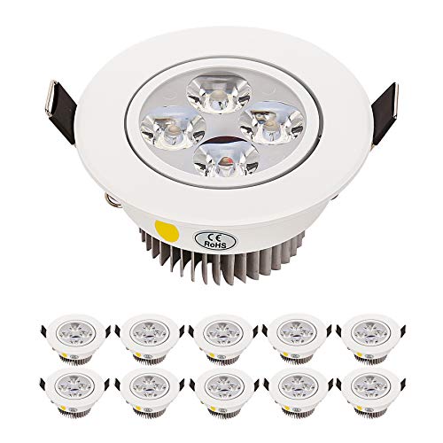 LEDSONLINE 10 Pack 4W (48W Replacement) Kitchen Bathroom Cabinet Boat Shop Office White Recessed Lighting Ceiling Spot Lights 2.5 inch Dimmable Pure White 6000K