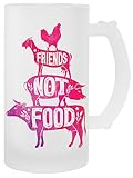 hopestly friends not food - vegan animal lovers trasparente tazza birra uomini da donna mug beer