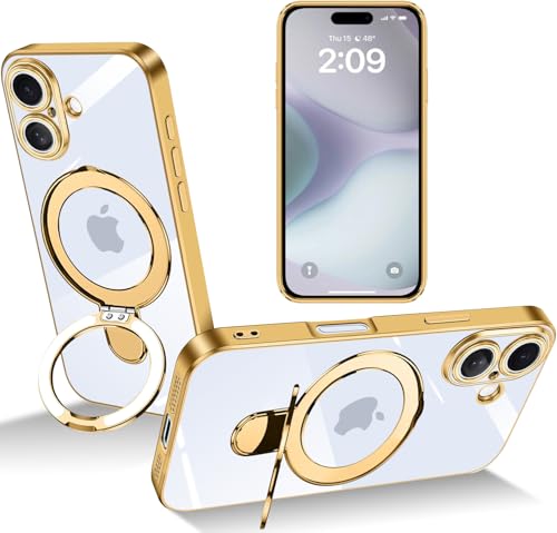 tuulaasii For iPhone 16 Plus �p �P�[�X Magsafe�Ή� ���C�����X�[�d�Ή� �����O�t�� �}�O�l�b�g���� �B���X�^���h �X�^���h�@�\ �c�����Ή� �X�g���b�v�z�[���t�� TPU �Ռ��z�� ����~�� �����h�~ �A�C�t�H�� 16 