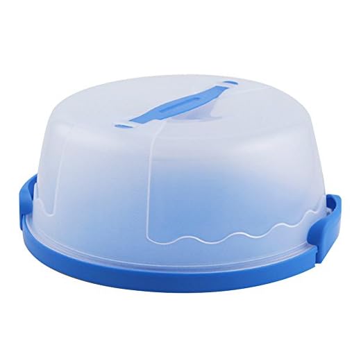 Portable Round Cake Carrier with Handle Pie Saver Cupcake Container Up to 10 Inch Translucent Dome for Transporting Cakes, Cupcakes, Cookies, Pies, or Other Desserts (Blue)