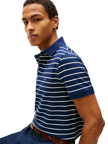 Image of Tommy Hilfiger Men's Short Sleeve Polo Shirts in Regular Fit With Stretch and Organic Pique Cotton