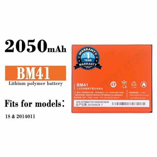 Image of THE BATTERY STORE Original BM44 /BM41 Battery for for Redmi 2 / Redmi 2S / Mi 2 / Mi2S / BM44 Battery with 6 Month Warranty and High Capacity Battery Backup (for MI 2 /2S -BM44 /BM41)