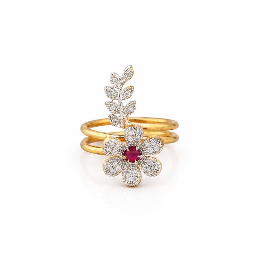 gc premium jewellery Modern Floral Charm Gold Plated Adjustable Ring-picture-13