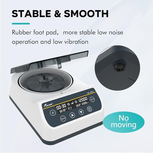 LAB FISH Lab Mini Centrifuge LCD Glass Tube (40mm,Φ1.5mm)*12 Microcentrifuge 12000 RPM Max.9660 xg RCF Time Setting
