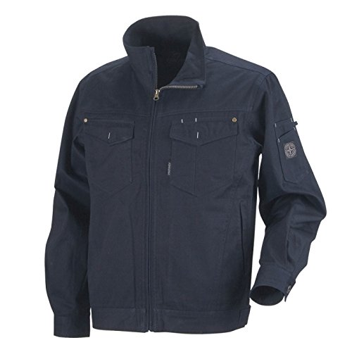 作業服 ジャケット 綿100% 綿ブルゾン メンズ ネイビー L