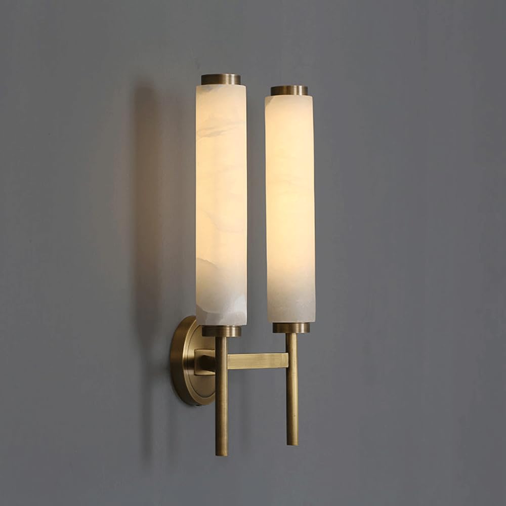 Alabaster Wall Sconce 18.5In Natural Marble Wall Mount Lamps Indoor Alabaster Sconces Lighting For Living Room 3000K LED Modern Stone Marble Vanity Light For Dining Room Bedroom Stairs Mirror Fixtures
