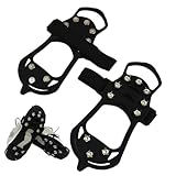 Grampones De Hielo | 1 Par 10 Dientes Antideslizantes Ligeros Crampones | Crampones De Invierno para Nieve con Agarre De Tracción | para Pescar Correr Al Aire Libre Compras Trabajo Hombres