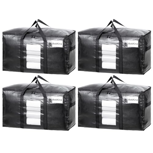 Taili Extra Large Moving Bags, 4 Pack Black Heavy Duty Totes For Storage, Wrap Around Handles, Storage Bags For Space Saving Moving Storage cover