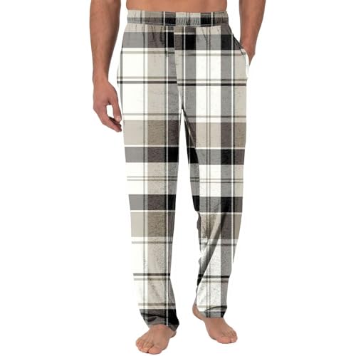 Mens Pajama Pants Cotton Soft Woven Elastic Waist Sleep Pant Lightweight Pjs Bottoms Sleepwear Bottom with Pocket