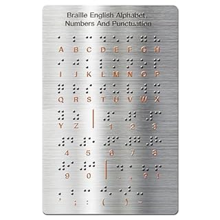 Braille - Lavagna dell'alfabeto con puntini, numeri e punteggiatura in rilievo, per principianti, regali educativi, aiuto didattico per bambini non vedenti e adulti (18 x 12 cm)