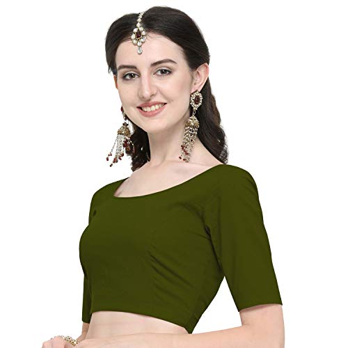 Image of Janasya Women's Plain Pure Cotton Stitched Blouse