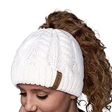 FURTALK Ponytail Beanies for Women Messy Bun Winter Hat with Tail Hole Cotton Lined Knit Skull...
