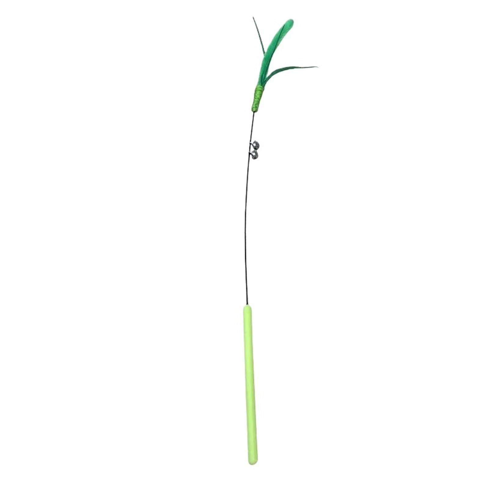 Juegos para Gatos Juguete Interactivo for Gatos con Cola de Hierba, Plumas y Salvia. Palo Largo for Jugar con Gatitos. Resistente a mordiscos y con Sonido.(Green)