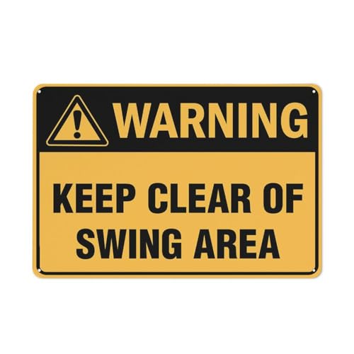 Warning Keep Clear Of Swing Area Sign 12X8 Inches Metal Aluminum Signs, Weather Resistant, Weatherproof, Indoor Or Outdoor