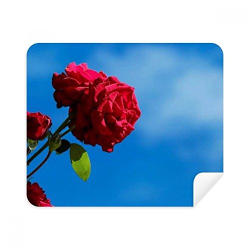 Blue Sky Red Roses Green Leaves Cleaning Cloth Screen Cleaner 2pcs Suede Fabric