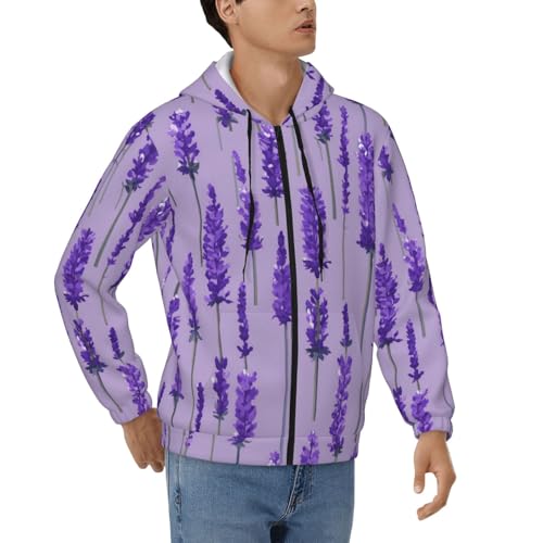Sweat à capuche décontracté zippé lavande veste manches longues homme