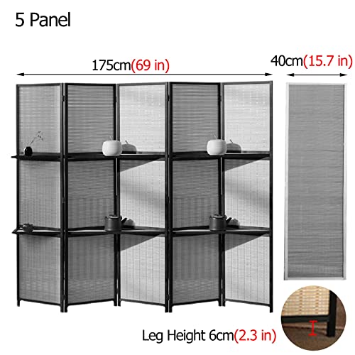 Cloison de séparation en bambou pliable avec étagère pour studio