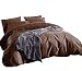 3-piece Luxury 100% Egyptian Cotton Duvet Cover Set,Smooth & Ultra Soft(King, Coffee)