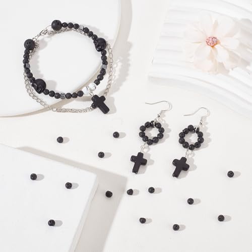 NBEADS 4 Strands About 376 Pcs Natural Lava Rock Beads - Image 4