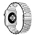 Simpeak Correa Compatible con iWatch Series 5/ Series 4/Series3/ Series 2/ Series 1 38mm de Acero Inoxidable Reemplazo de Banda de la Muñeca con Metal Corchete, Plata
