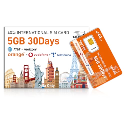 International Data SIM Card 5GB 30Days, 5G/4G LTE Coverage in USA and 49 Countries |UK, Europe,...