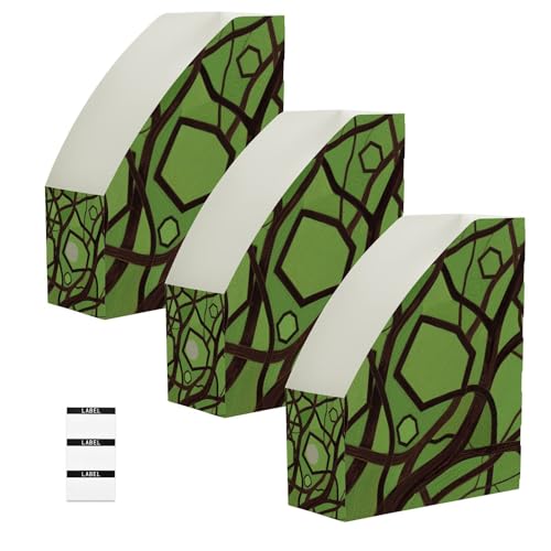 Chemise de rangement pour magazines 23x30cm lot de 3 boîtes plastiques design art abstrait vert