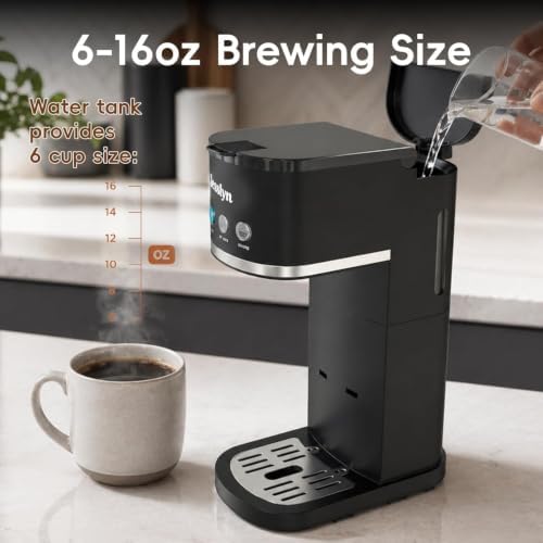 Jesslyn Single Serve Hot and Iced Coffee Maker, Compatible with Multiple Coffee Pods & Ground, Fits Tall Mugs, Over Ice & Strong Brew Function, for Home Office Travel RV Dorm, Classic GREY - 5
