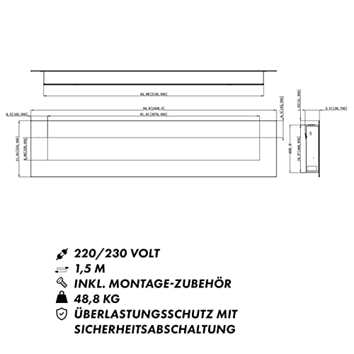 Elektro-Wandkamin Glow Fire mit Heizfunktion und LED-Flammen