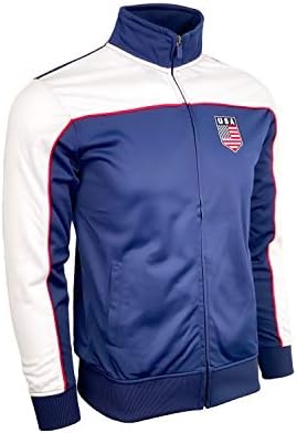 Boy's USA Track Jacket, U.S. Full Zip Sweater Jacket For Kids (XX-Small (Youth Large))