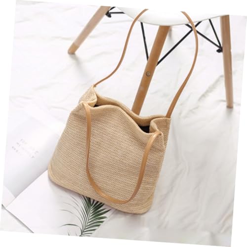 LIFKOME Knitted Shoulder Bag Bags Bucket Beach for Women Lug Purse Straw Beach Straw Beige4