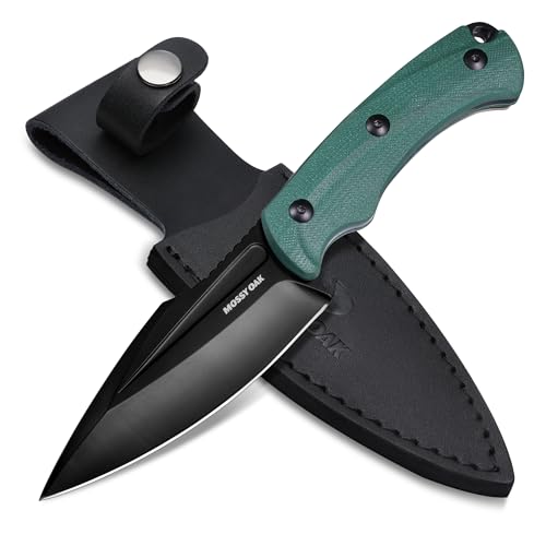 Image of Mossy Oak 8.5 inch Full-tang Fixed Blade Knife with Sheath (G10 Handle-Green) | Stainless Steel Blade; Outdoor Knives for Survival, Camping, Hiking