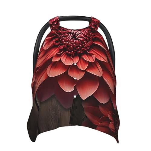 Housse de siège auto bébé motif dahlia rouge respirante et multi-usage