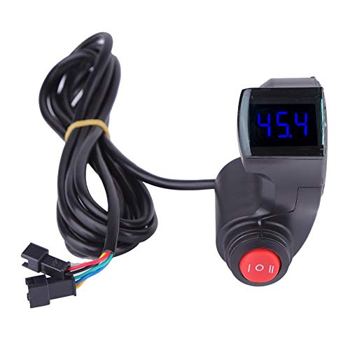 Electric Bike Throttle, Bike Handle Bar Thumb Throttle Accelerator with LCD Autovoltmeter Display, 3 Speed Switch for Motorcycle Scooter E-Bike Bicycle and Spare Parts Ride