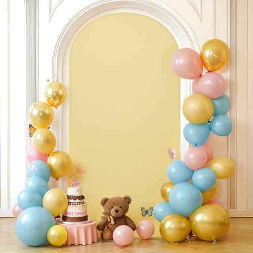 Image of Khaki Arch Backdrop Cover 6.6FT Spandex Fitted Wedding Arch Stand Covers Round Top Chiara Arch Covers Stretchy Backdrop for Birthday Party Ceremony Banquet Decoration