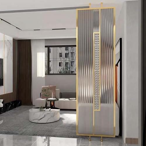 Separador De Ambientes De Suelo A Techo, Mampara Divisoria Moderna Con Columna De Vidrio Templado Divisor De Ambientes Decorativo Independiente Para Oficina En Casa(2 panels,215x35cm/84.6x13.8in)