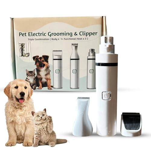 Luxuz 3-in-1 Dog & Cat Grooming Kit, Rechargeable Quiet Pet Clippers with Nail Grinder & Paw Trimmer, Cordless Low-Noise Electric Grooming Trimmer with Guide Combs for Small Medium Pets - Thumbnail 2