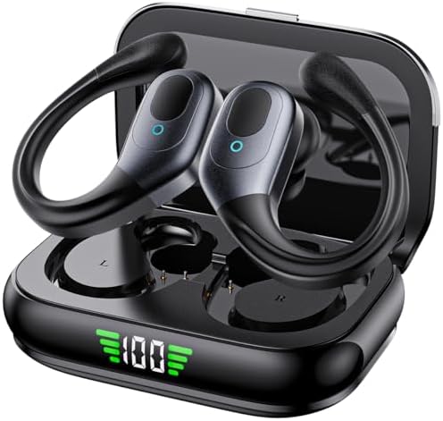 Fones de Ouvido Sem Fio Esportivos, 80h de Reprodução com LED Dis...