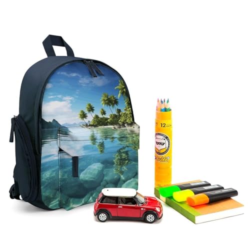 Beautiful Island in The Sea Backpack Small Book Bag with Side Pocket, Lightweight Durable Backpack, Travel Rucksack, Blue-style3