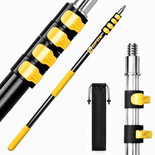 4.5-18ft Telescopic Extension Pole Heavy-Duty Aluminum Paint Roller Extension Pole with Flip-Lock Universal Thread Multi-Purpose Extendable Pole for High Multi-Story Work